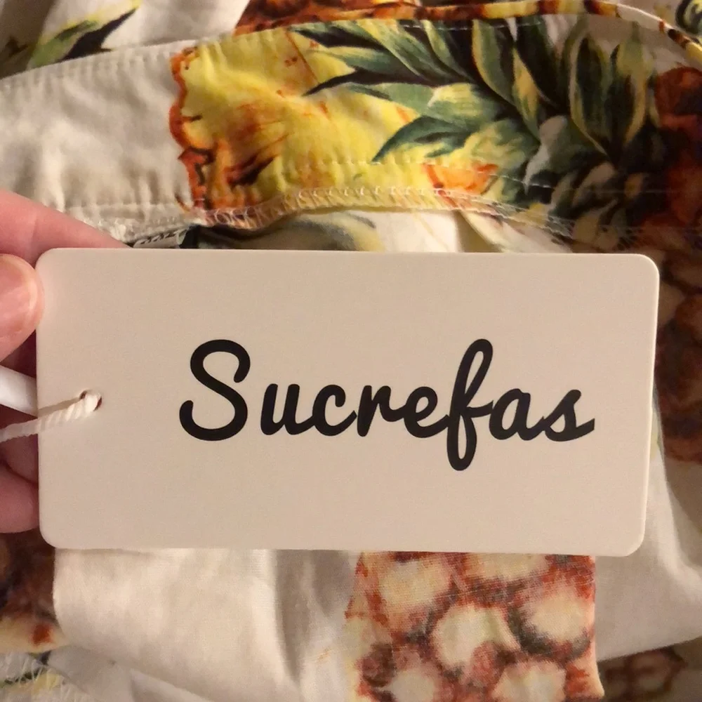 NEW Sucrefas White Pineapple 🍍 Pleated A-Line Skirt - Picture 9 of 9